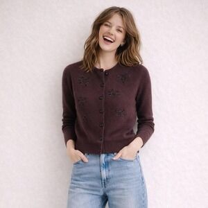 GAP Vintage Chocolate Brown Lambswool Cardigan Size M